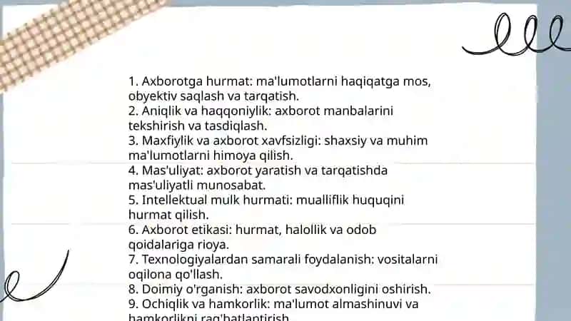 Axborot madaniyati: tushunchasi va asosiy tamoyillari 4