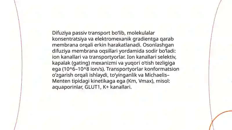Membranalar orqali transport mexanizmi 4