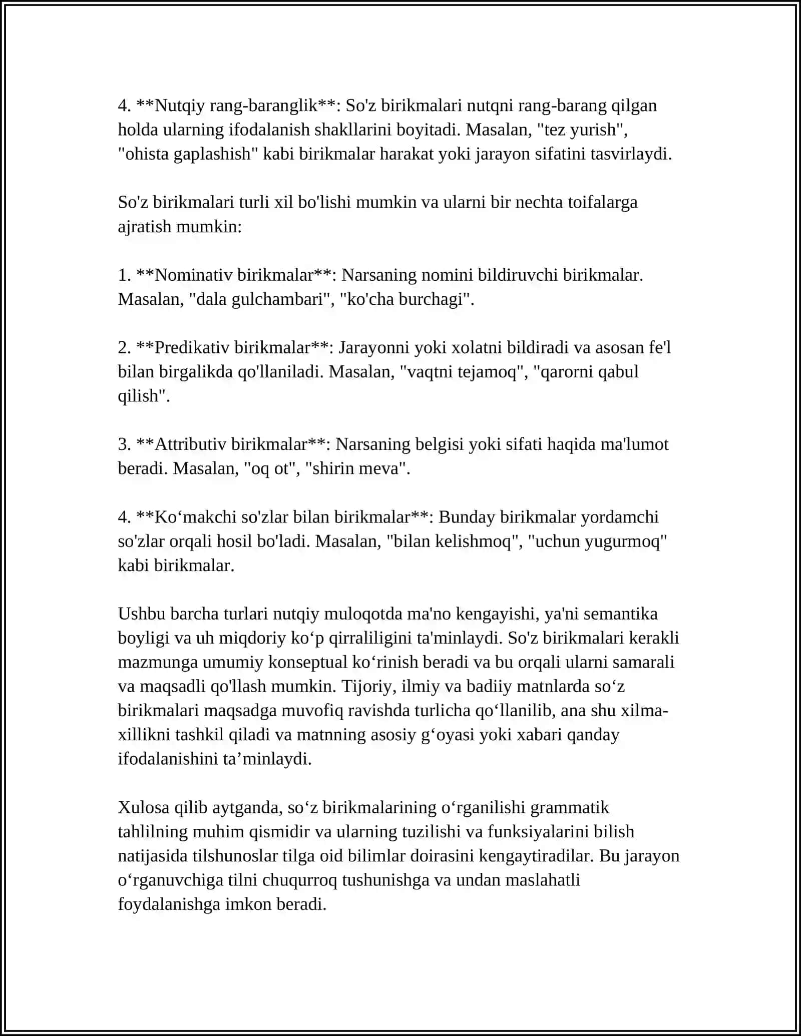 SO'Z BIRIKMASI USTIDA ISHLASH 4
