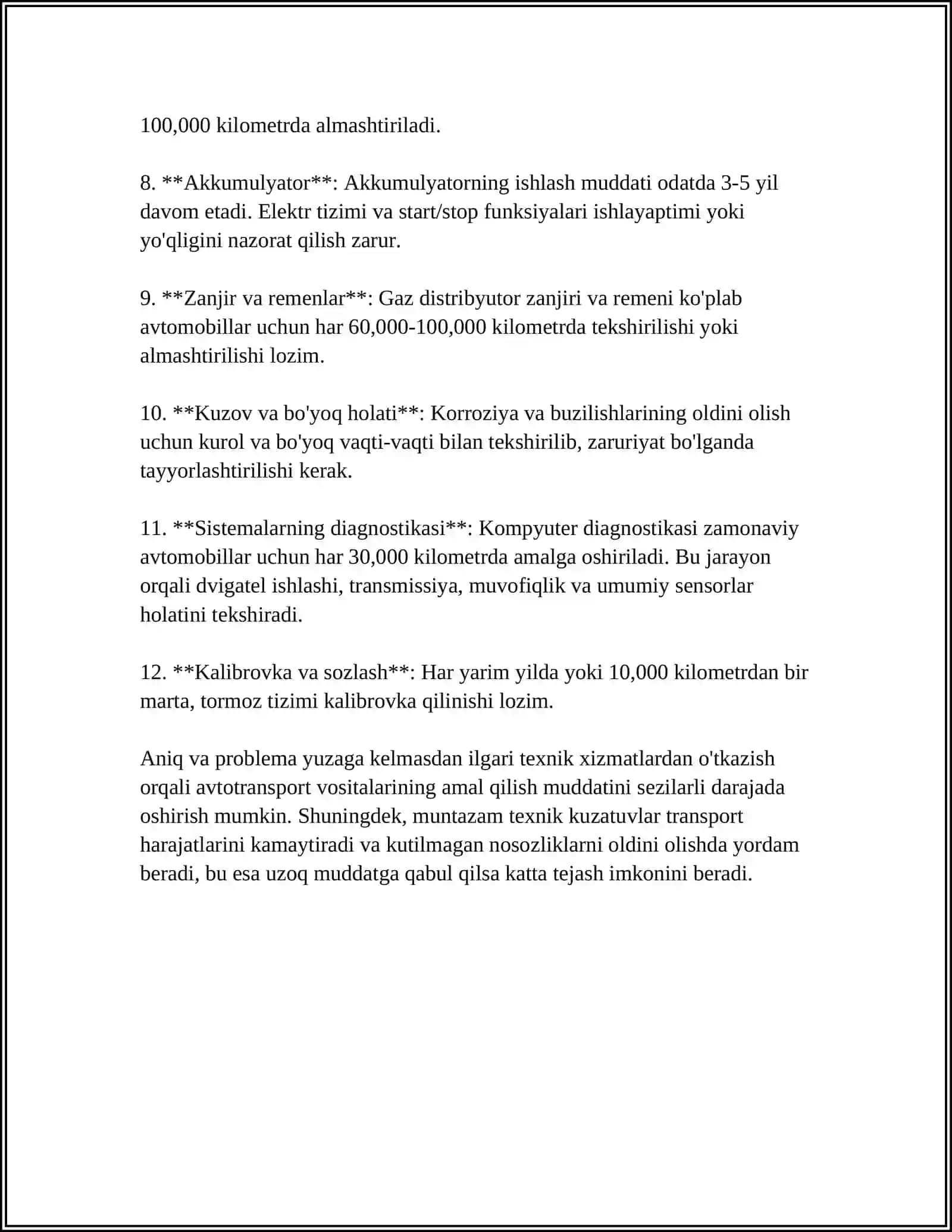 Avtotransportda texnik xizmat ko'rsatish tizimi 4