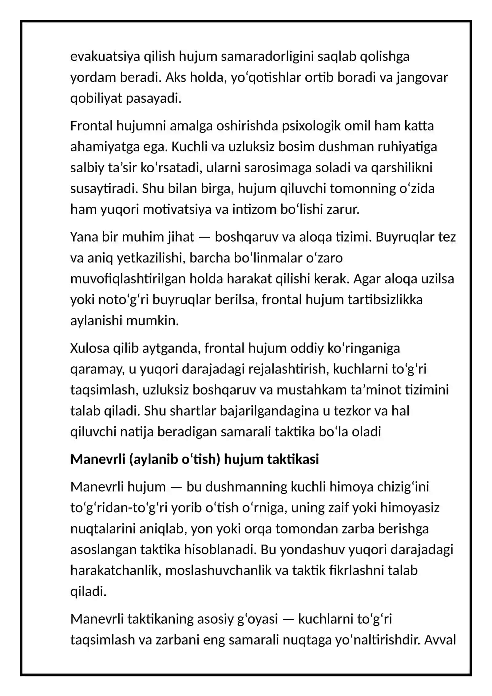 Taktik tayyorgarlik turlaridan hujumkor taktika 4