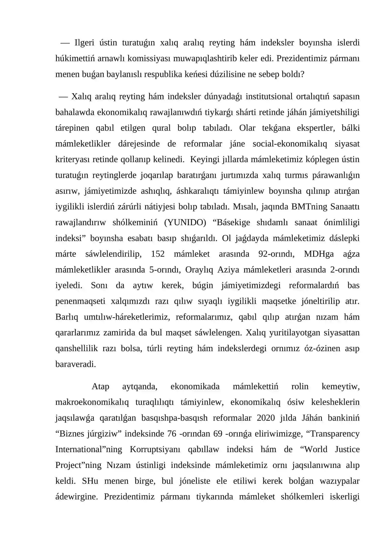 Ózbekstannıń xalıq aralıq reytinglerdegi kórsetkishlerin kóteriw ushın tarıyxıy hám sıyasıy áhmiyeti 4