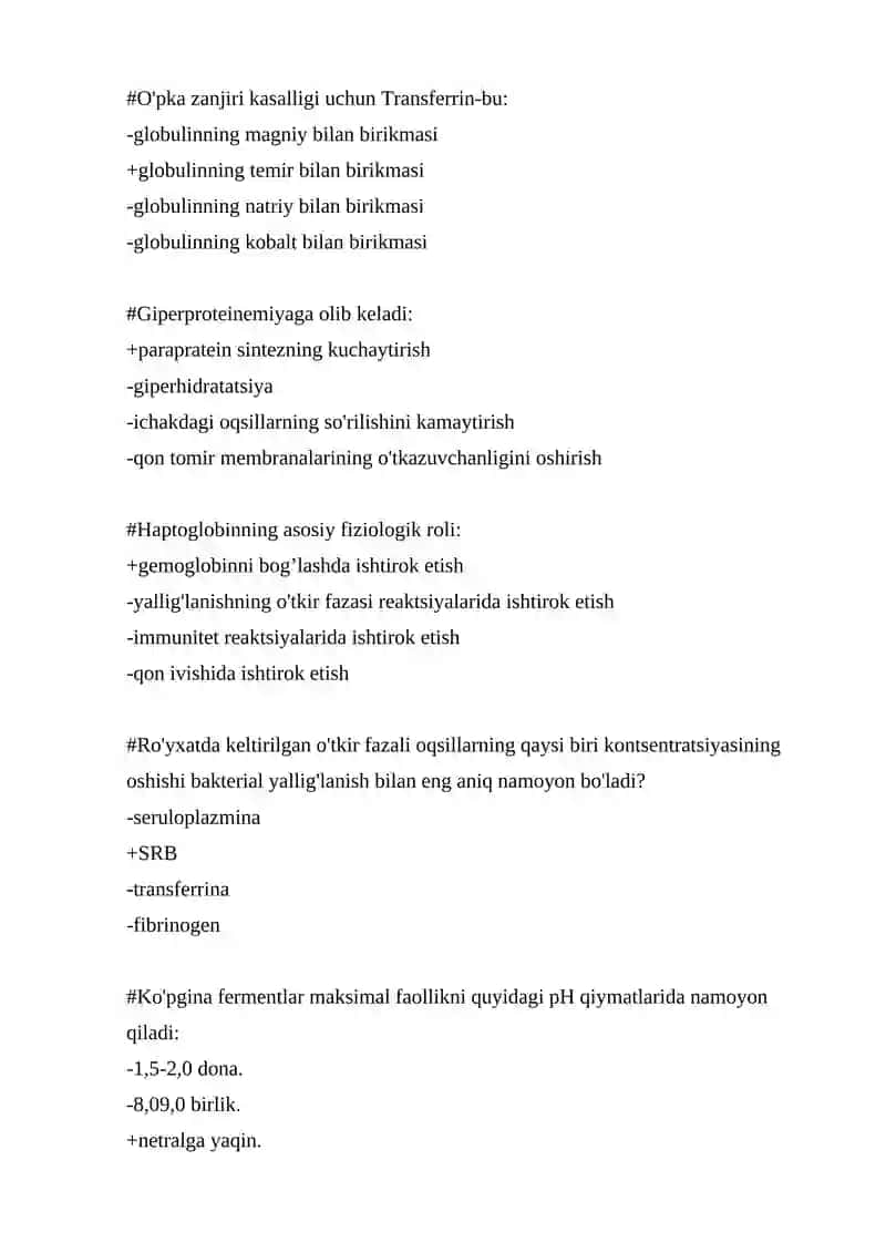 Klinik Diagnostik Laboratoriya (KDL) fanidan 500 talik test 4