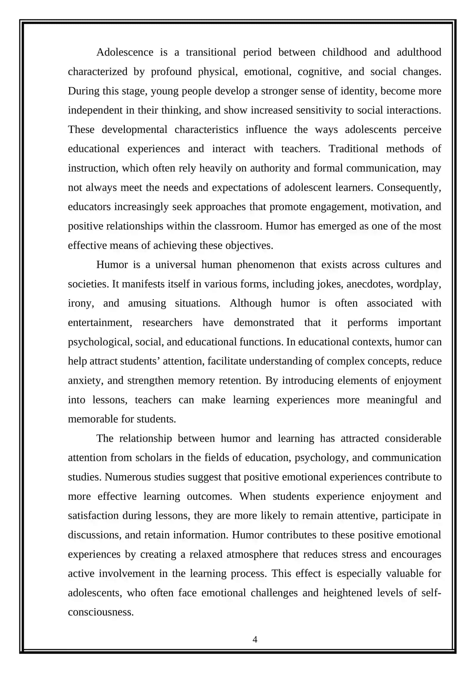 Role of humor in teaching adolescents 4