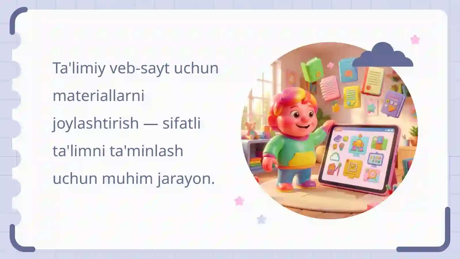 Ta’limiy saytga o’quv va multimedia materiallarini joylashtirish. 4