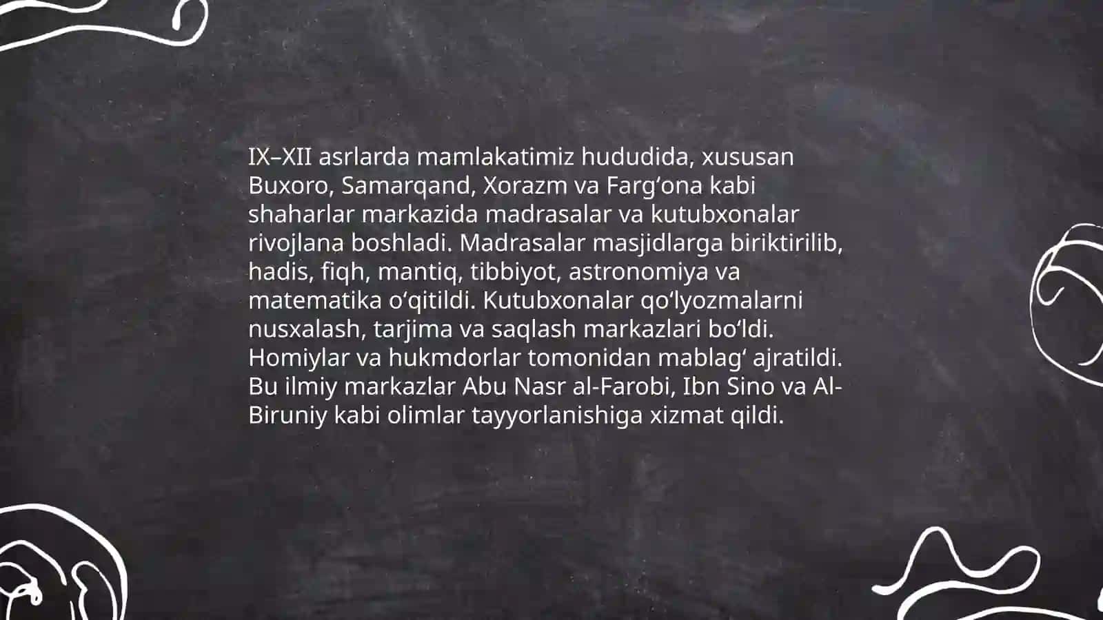 IX-XII asrlarda mamlakatimiz hududida ròy bergan madaniy uyģonish 4