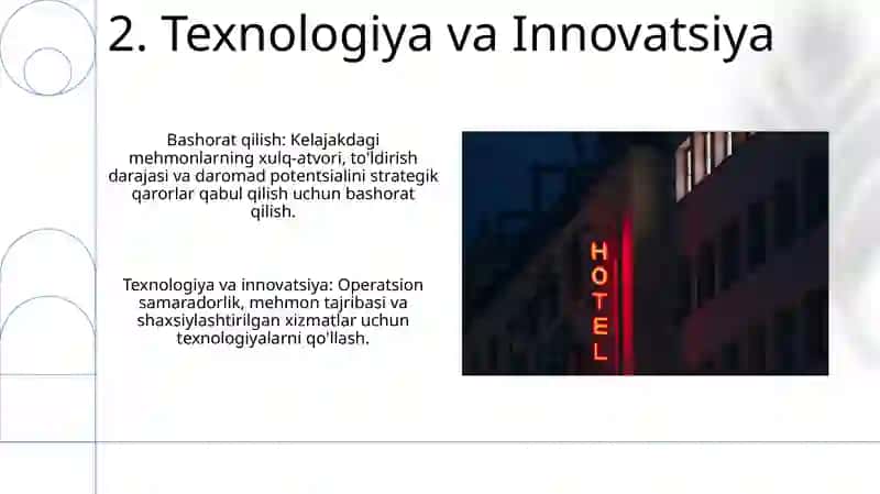 Mehmonxona xo'jaligi faoliyatini rejalashtirish va bashorat qilish 4