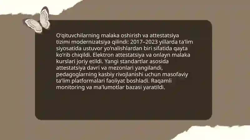 Ôzbekiston Respublikasida ta'lim sohasida amalga oshirilgan islohotlar 4