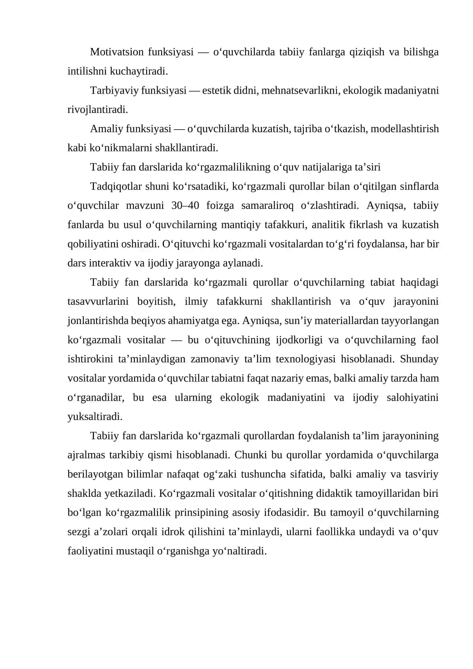 Tabiiy fan darslarida ko‘rgazmali qurollarning ahamiyati va o‘rni 4