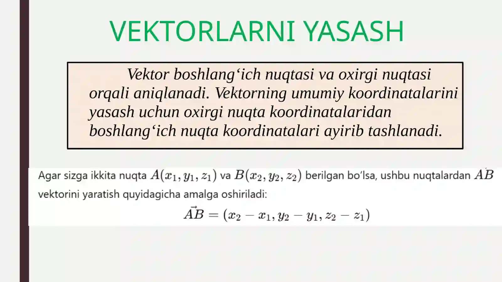 Vektorlar va ular ustida amallar 4