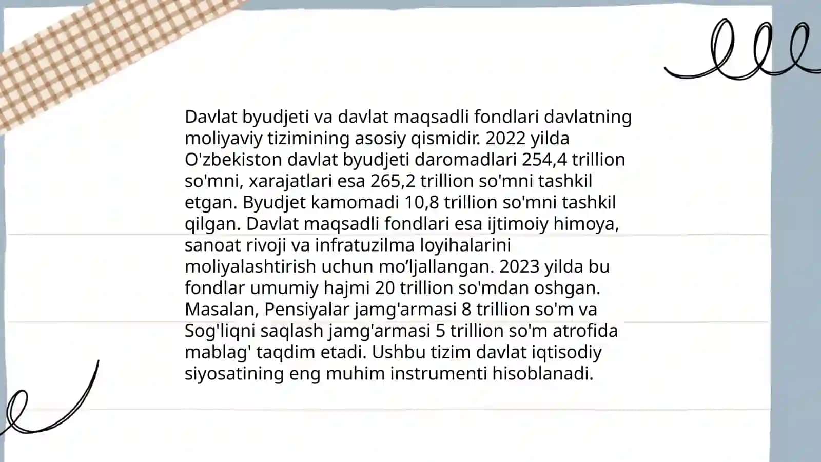 Davlat budjetining mamlakat moliya tizmining boshqa bo’g’inlari bilan o’zaro munosabatlari 4