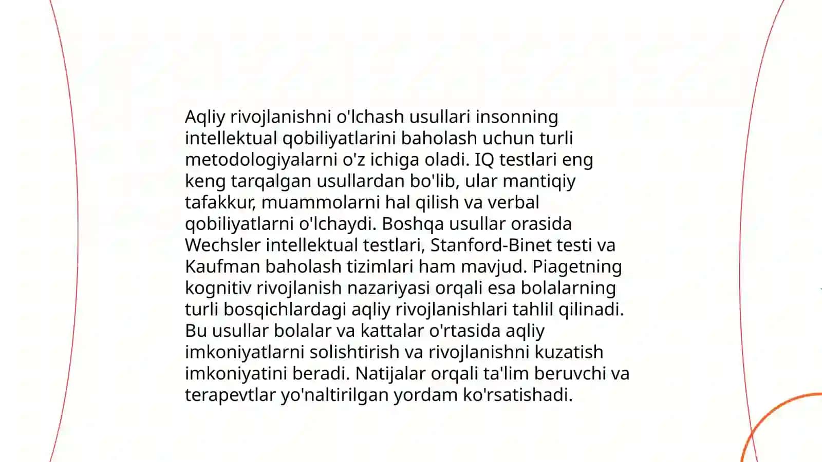 O'quvchilarning aqliy tarbiyalanganlik darajasini tashxis etish metodikasi 4