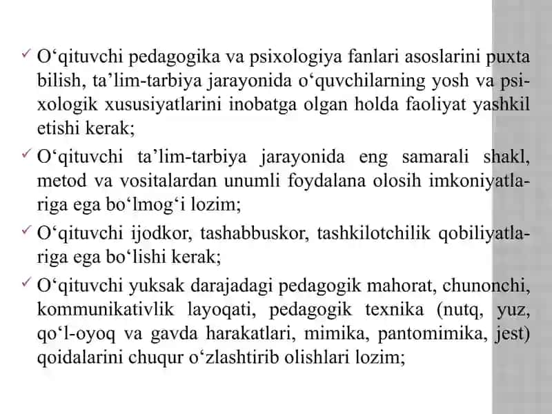 O‘QITUVCHINING KASBIY VA SHAXSIY SIFATLARINI RIVOJLANTIRISH 4