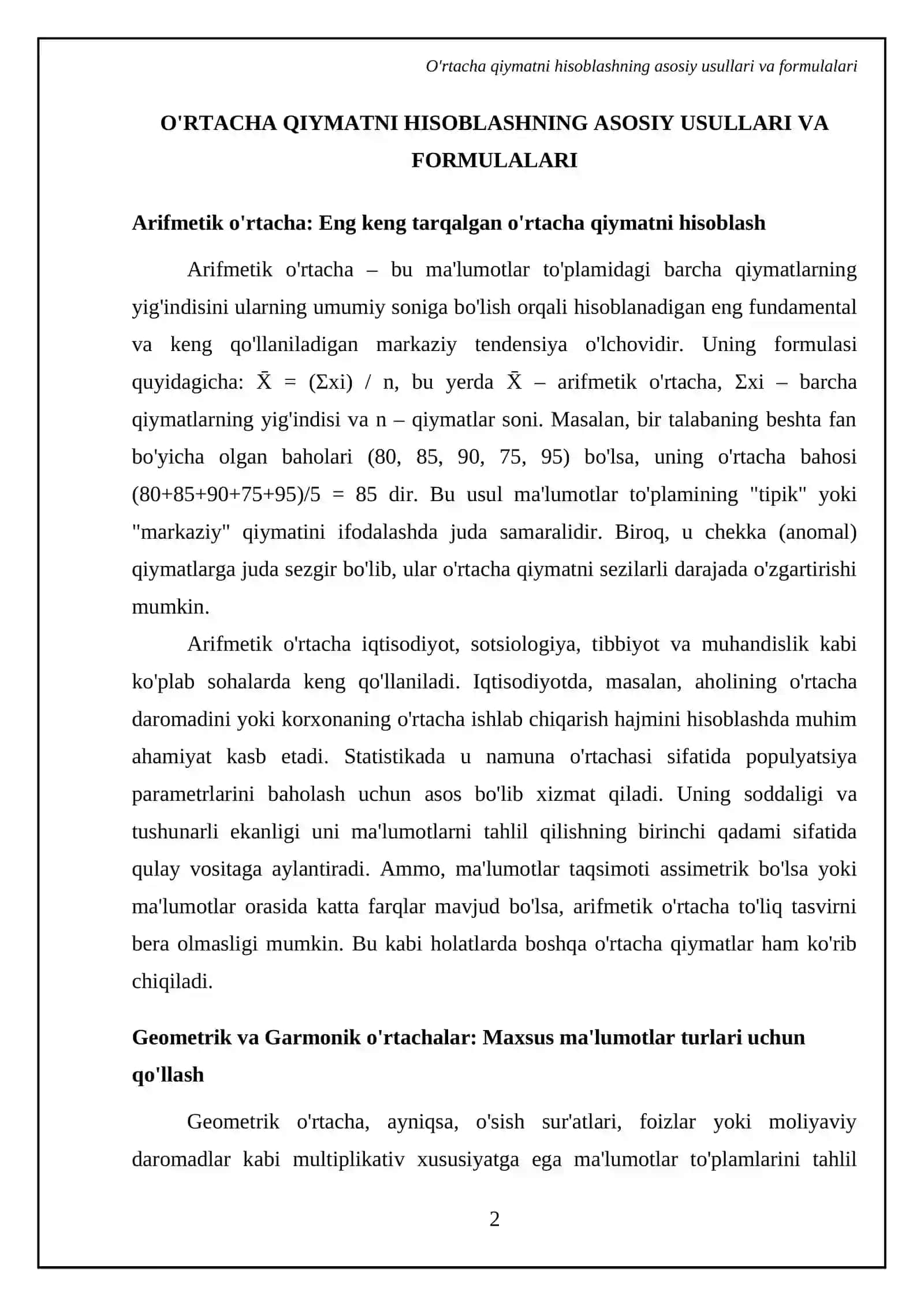 O'rtacha qiymatni hisoblash va talqin qilish 4