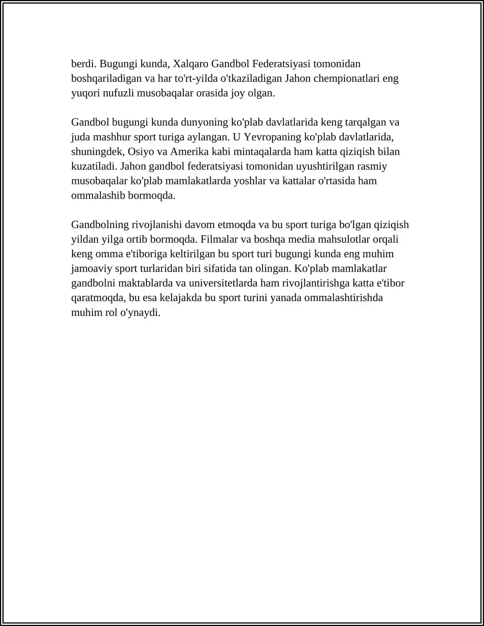 GANDBOL OʻYININI KELIB CHIQISHI HAM RIVOJLANISH TARIXI 4