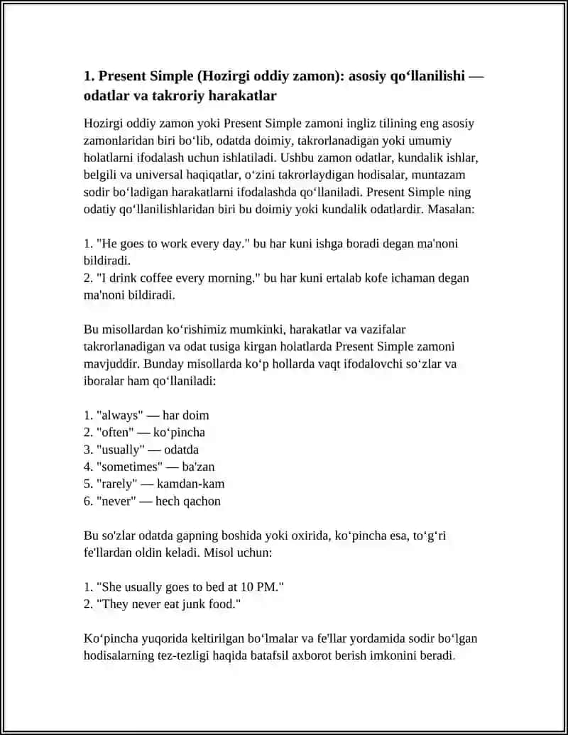 PRESENT SIMPLE, FREQUENCY OF ADVERBS, STATE VERBS AND ACTION 4