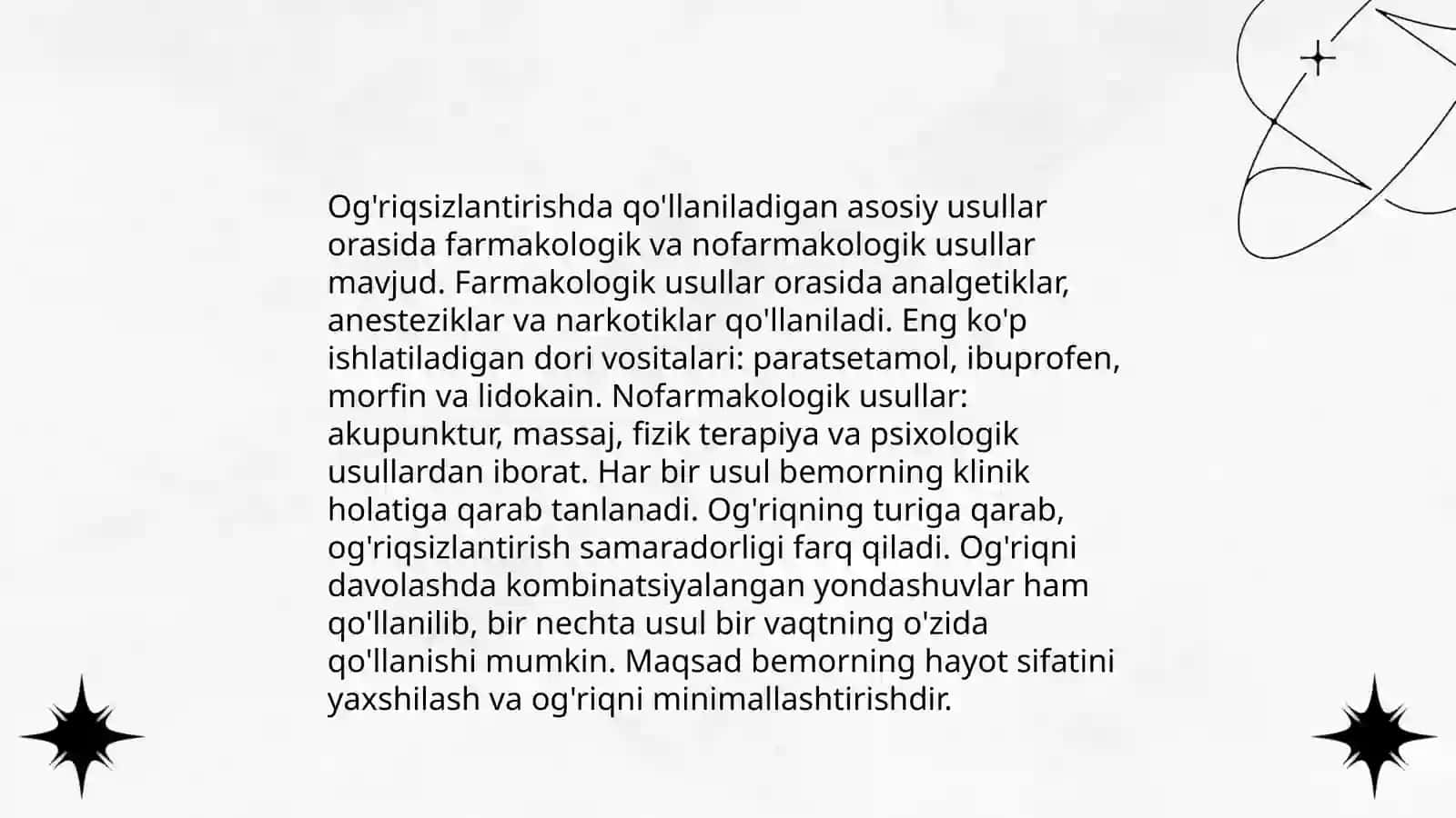 Torusal og'riqsizlantirishning og'iz ichi usuli 4