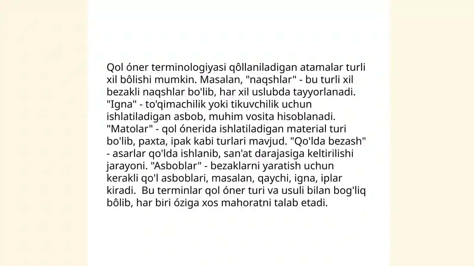 Qaraqalpaq tilinde qol óner leksikası 4
