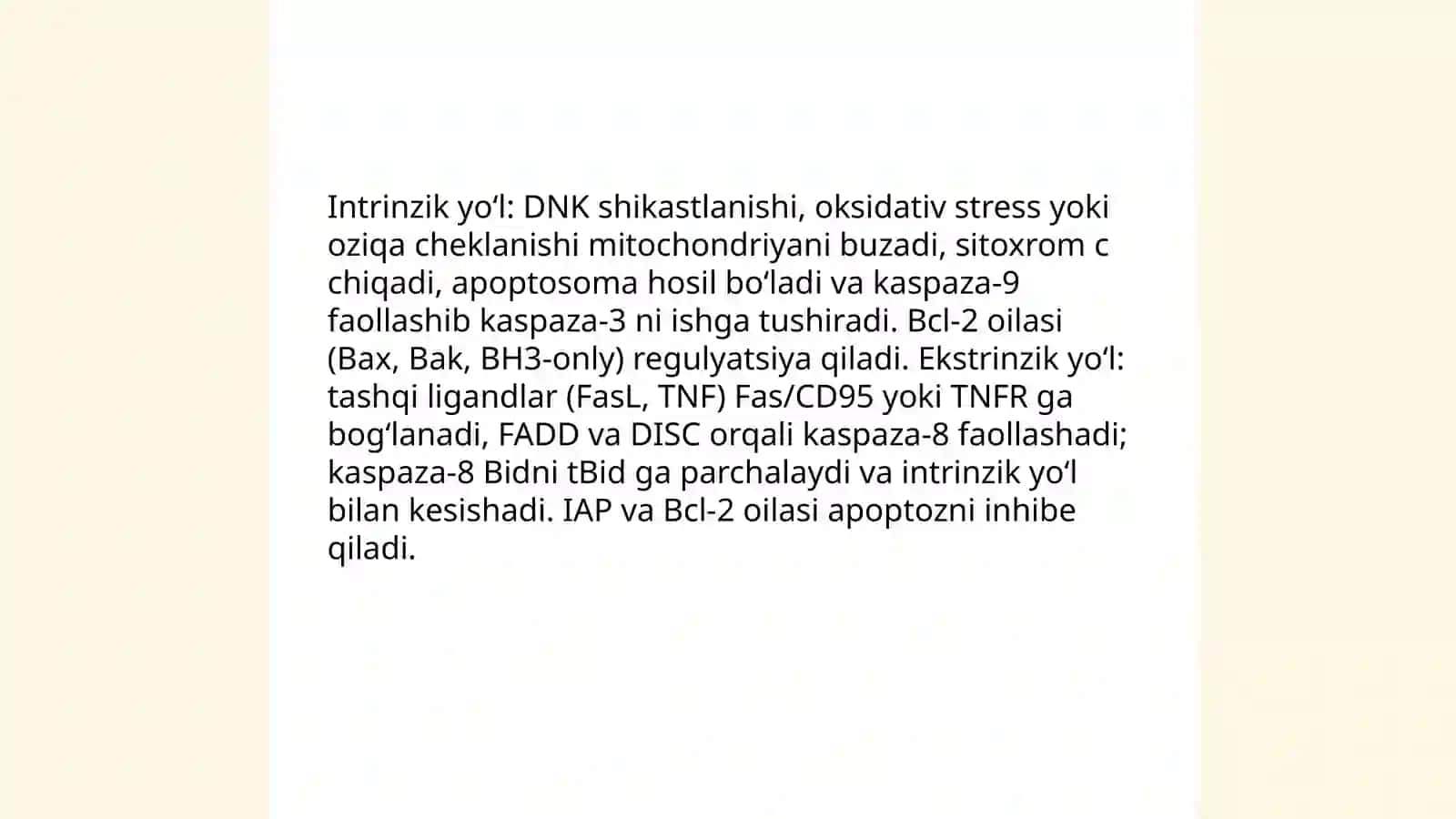Apoptoz "ulish signali "ekanligi to'g'risida. Apoptoz stemulyatorlari va ingibiri 4