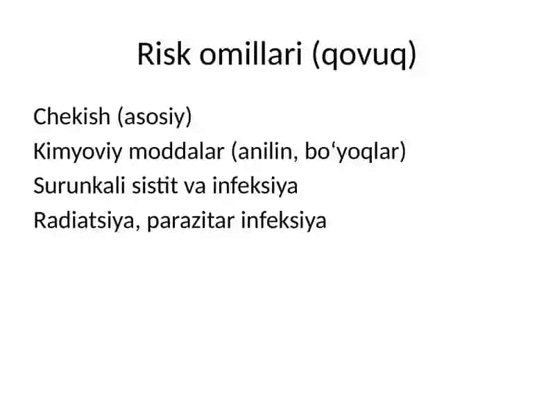 Qovuq, buyrak jomi va siydik nayi o‘smalari 4
