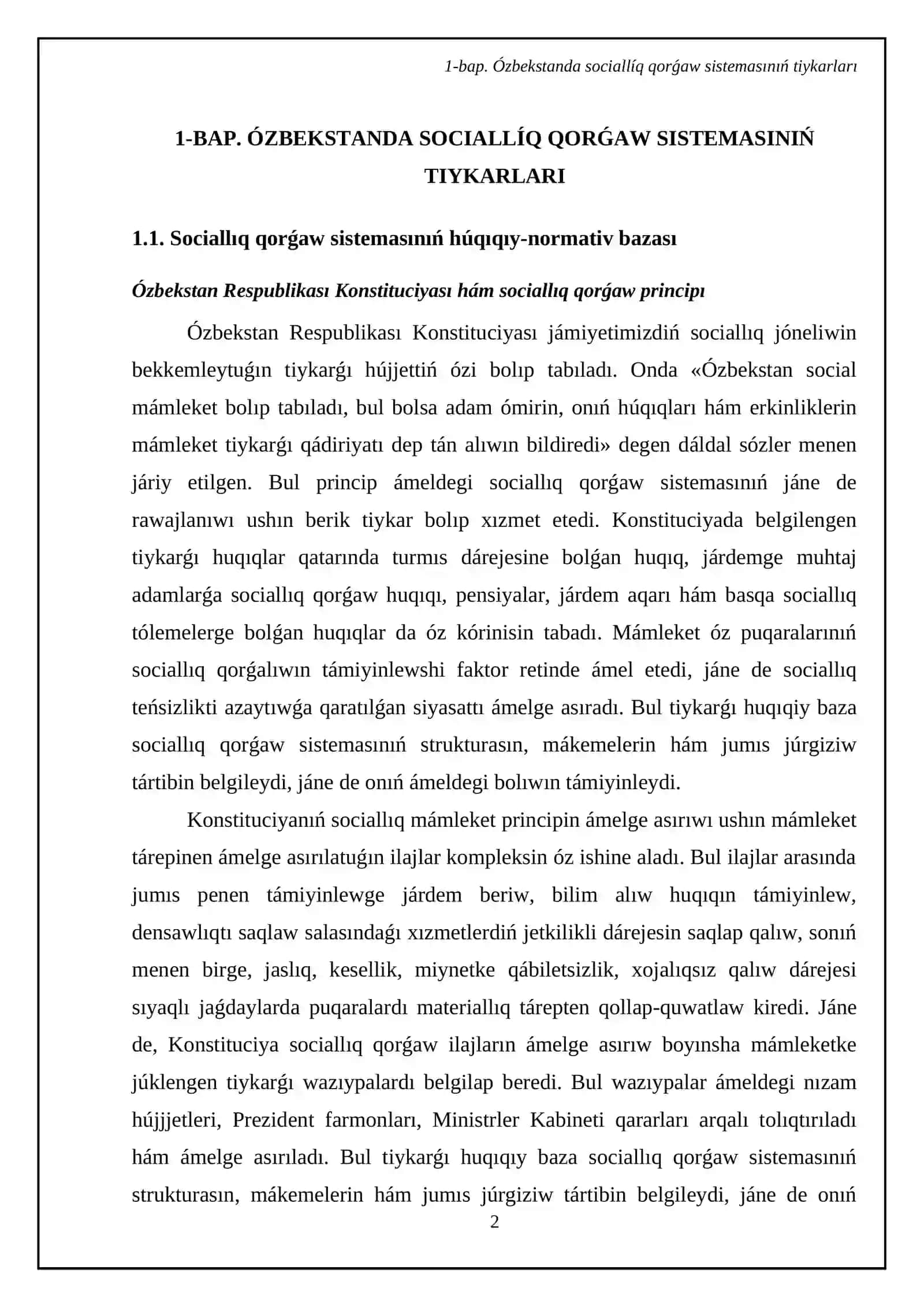 Ózbekstanda xalíqtí sociallíq qorġaw sistemasí hám mámlekettiń sociallíq siyasatí 4