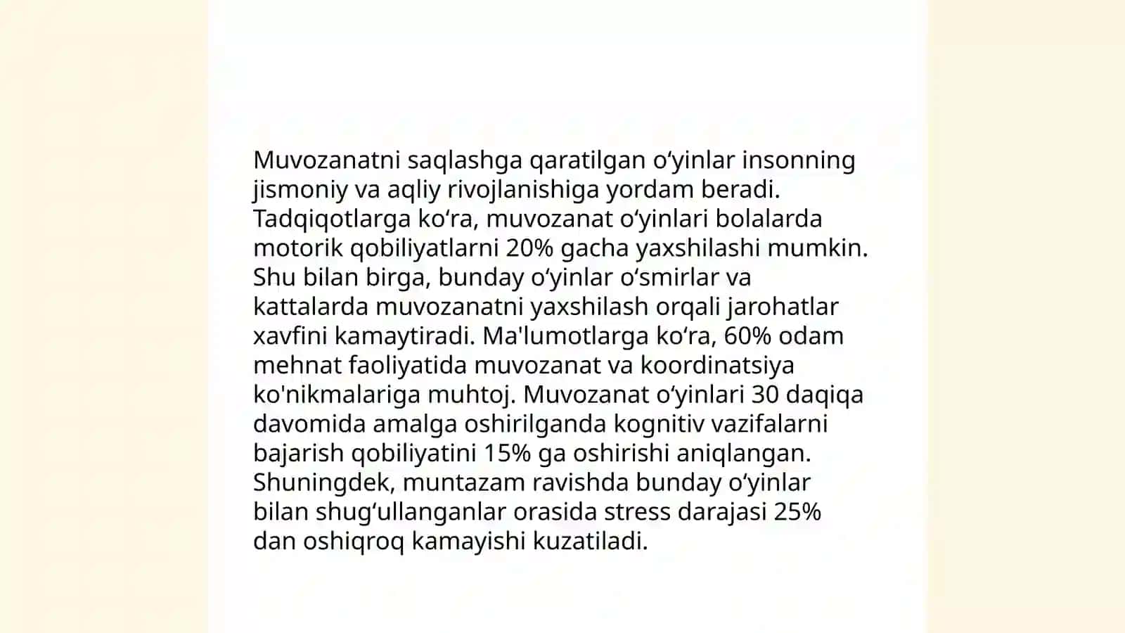 Harakatli oʻyinlarni jismoniy tarbiya darsining tayyorlov va yakuniy qismiga mos xolda tanlash hamda taxlil qilish 4