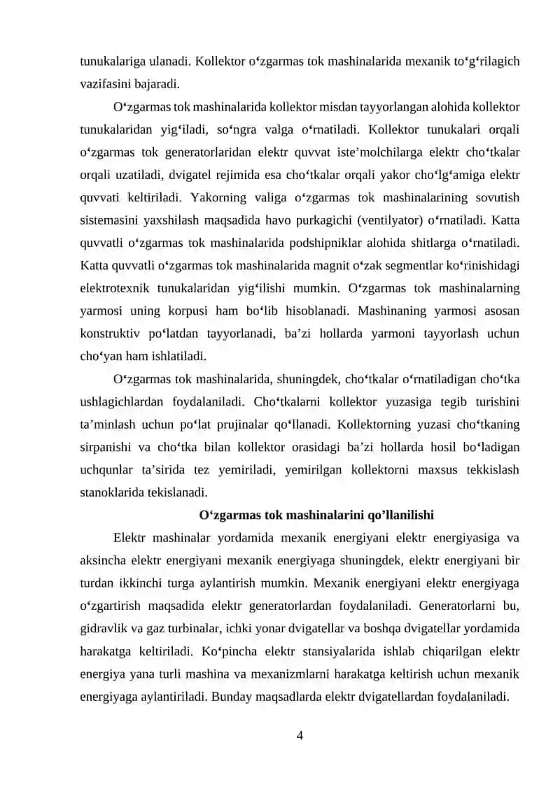 O‘zgarmas tok mashinalarini qo’llanilishi 4