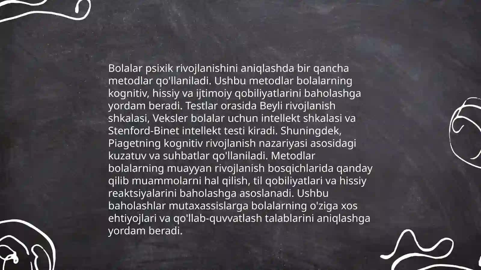 Psixodiagnostik metodlar orqali bolalarning psixik rivojlanishini aniqlash yo'llari ( multimediali taqdimotlar yaratish) 4