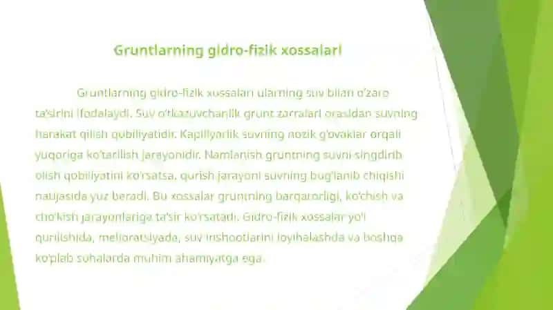 Gruntlarning asosiy xossalari 4