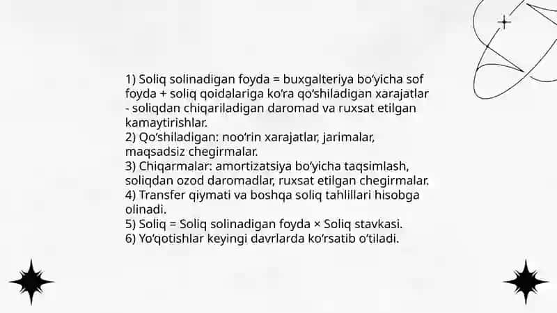 Soliqlarni hisoblash va byudjetga undirish tartibi. Korxona misolida 4