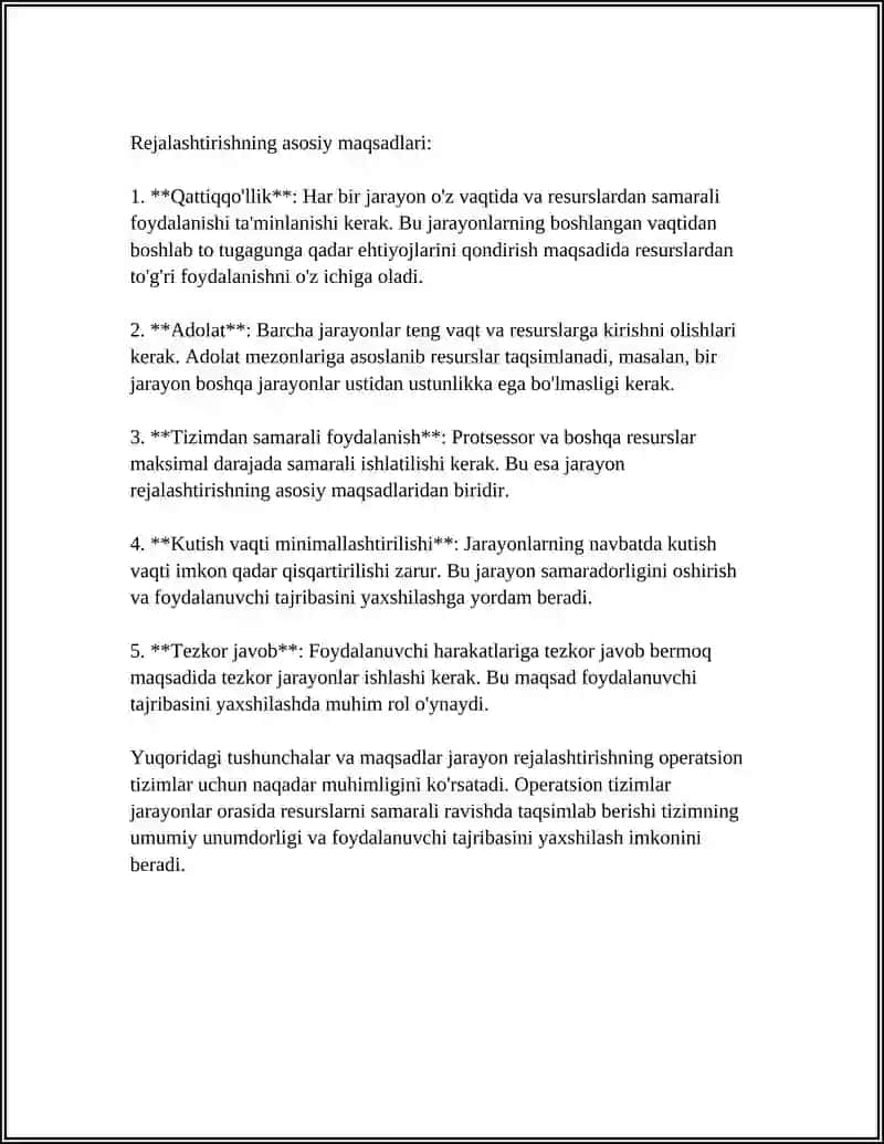OPERATSION TIZIMLARNING JARAYONNI REJALASHTIRISH ALGORITMLARI 4