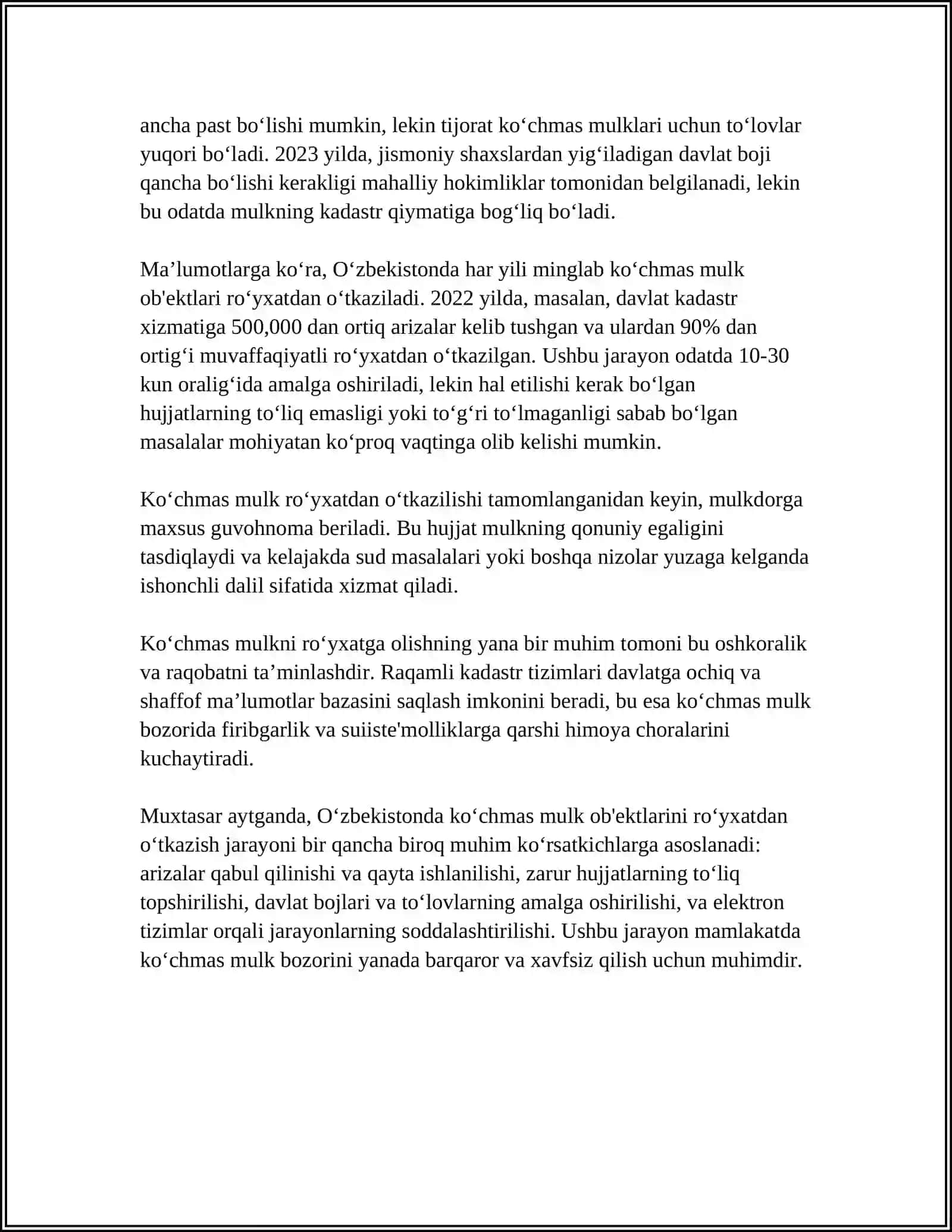 KO‘CHMAS MULK SOHASIDA DAVLAT INTERAKTIV XIZMATLARINI LOYIHALASHTIRISH 4