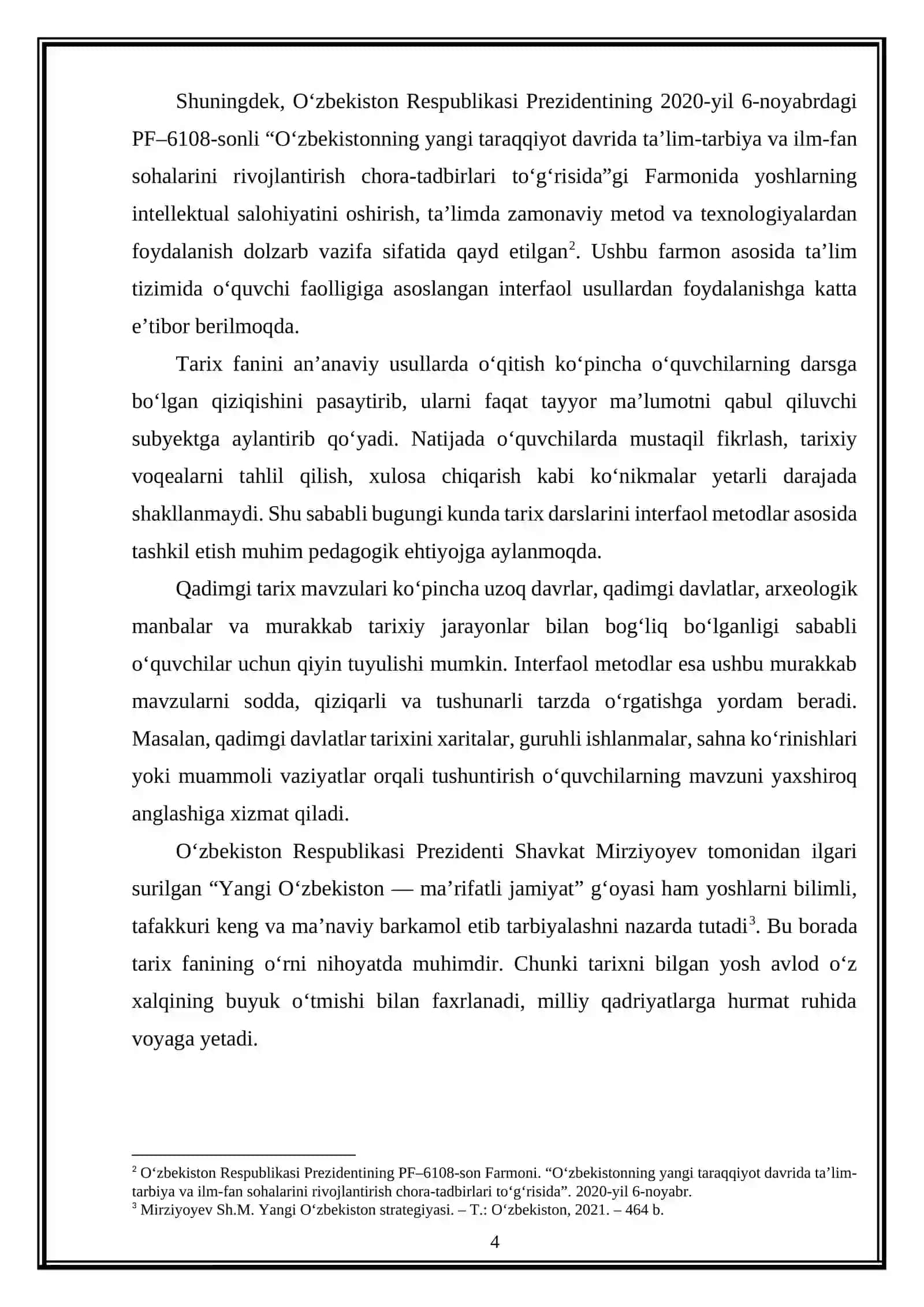 Qadimgi O‘zbekiston tarixi mavzularini interfaol metodlar asosida o‘qitish texnologiyasi 4