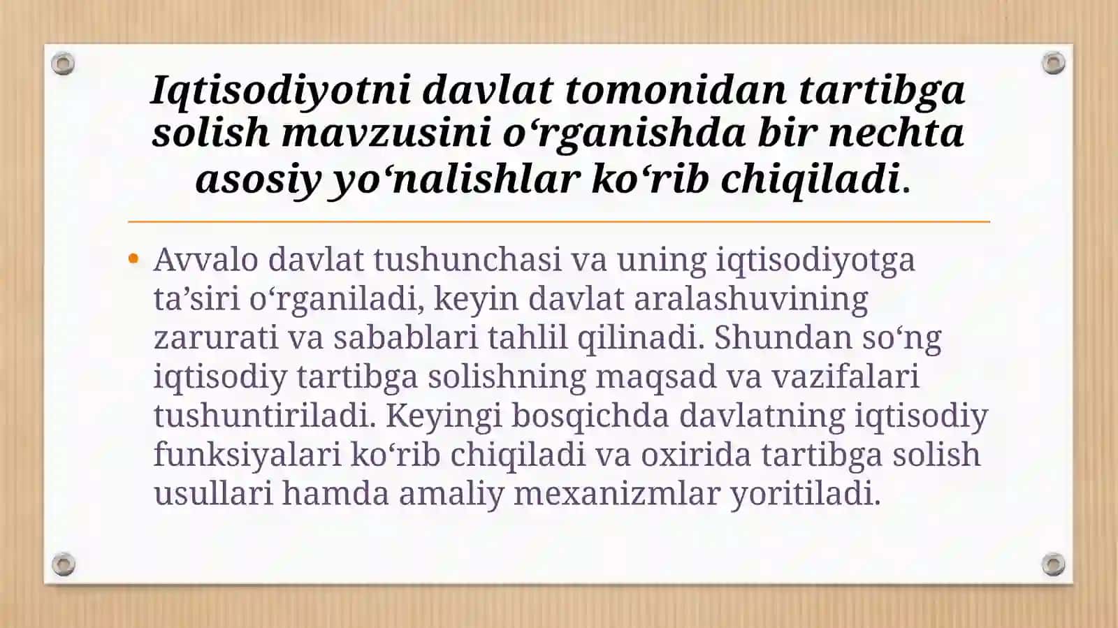 Iqtisodiyotnidavlattomonidantartibgasolish,uningmaqsadivavazifalari 4