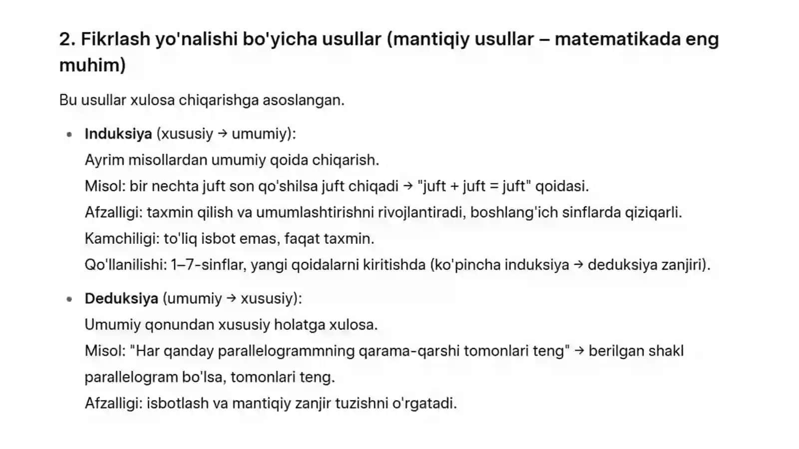 Matematikani o'qitish usullari 4
