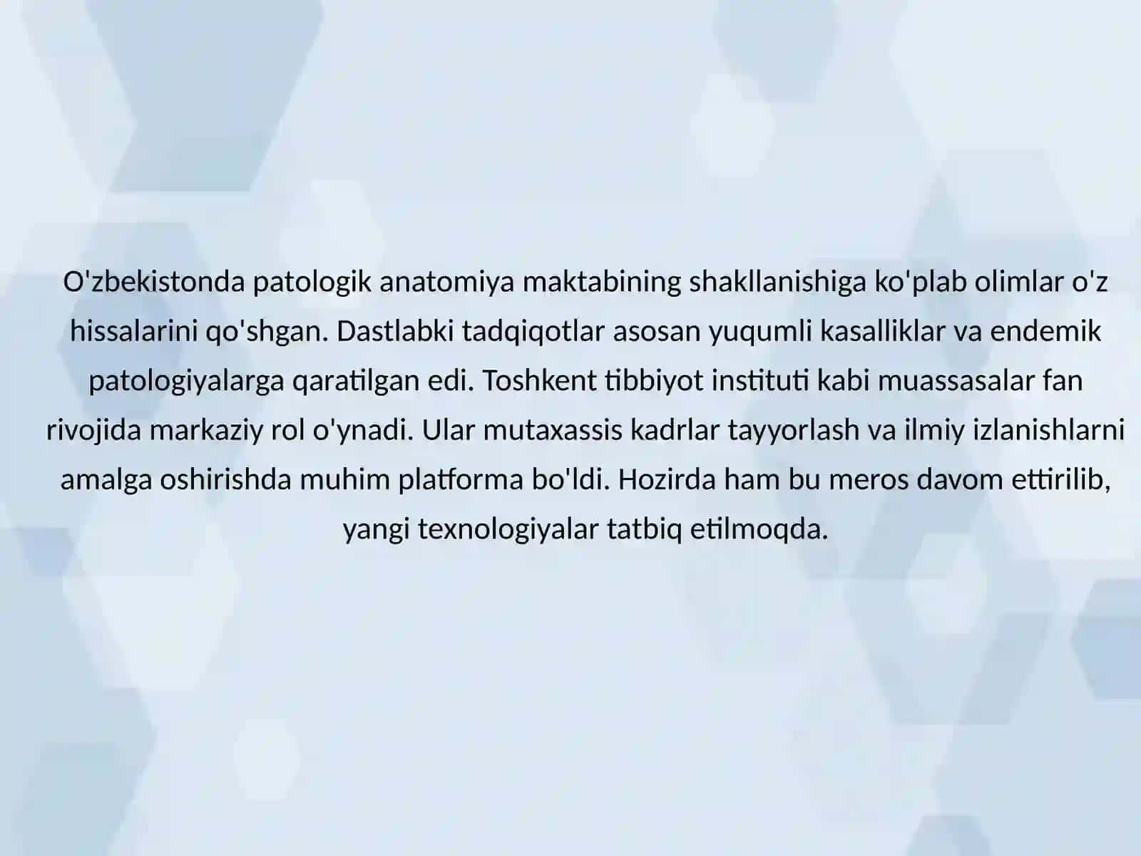 Patologik anatomiya fanining O’zbekistonda rivojlanishi.Maqsadi va usullari.Nasliy lipidozlar 4