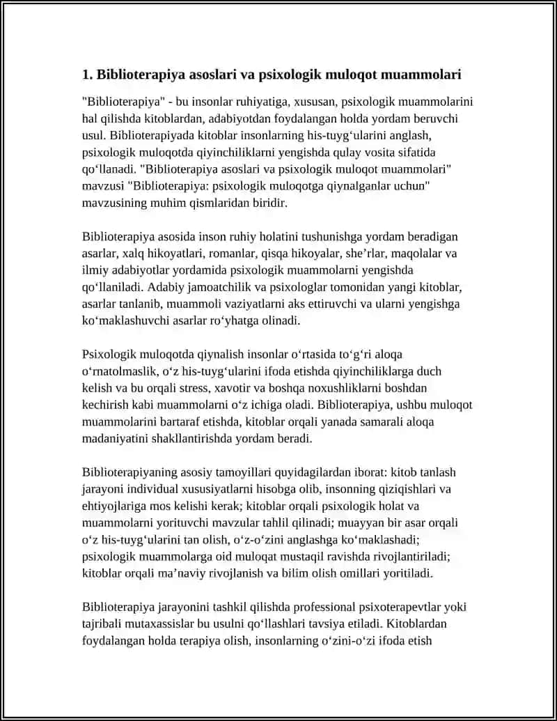 Bibioterapiya Psixologik Muloqotga Qiynalganlar Uchun 4