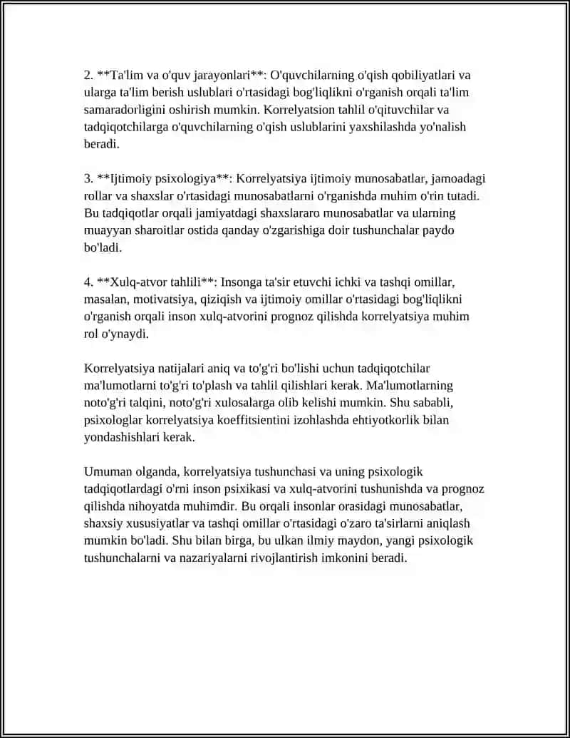 KORRELYATSIYA TUSHUNCHASI VA UNING PSIXOLOGIK TADQIQOTLARDA O‘RNI.SPIRMEN KORRELYATSIYASI 4