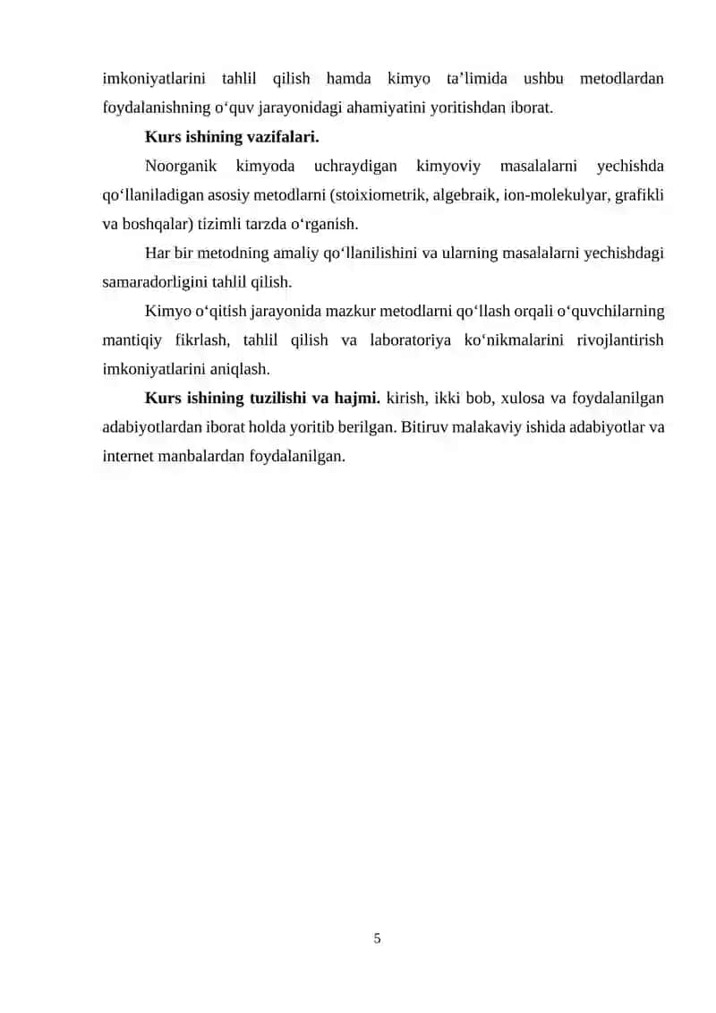 Kimyoviy masalalar yechishda qo‘llanadigan metodlar (noorganik kimyo) 4