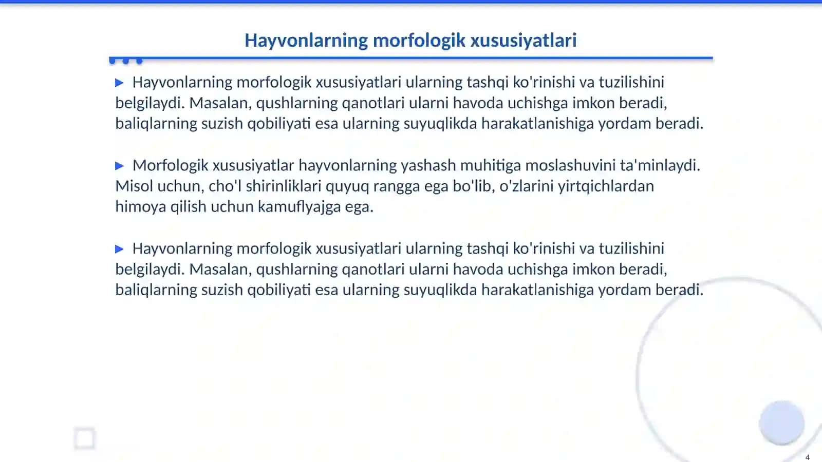 Hayvonlarning hayotiy formalarni õrganish 4