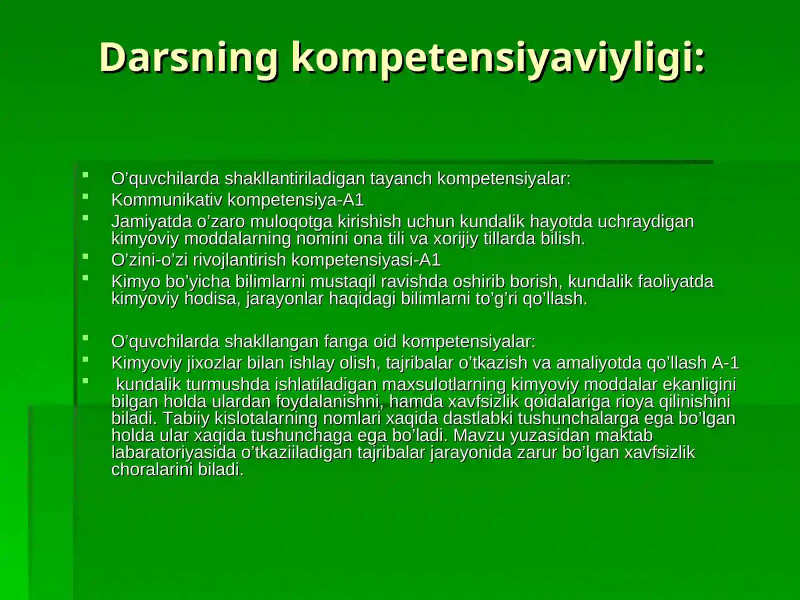 Darsning mavzusi Kimyo fanidan amaliy va laboratoriya ishlarida muammoli vaziyatlarni xal qilish usullari 4