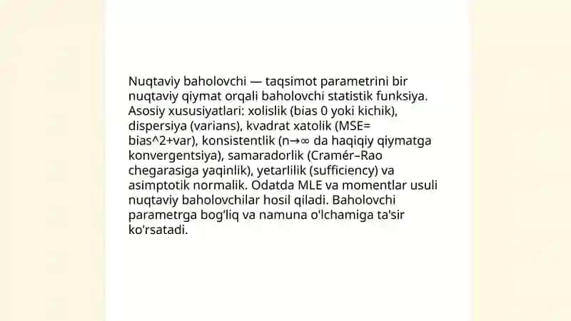 Taqsimot parametrlarini statistik baholash 4