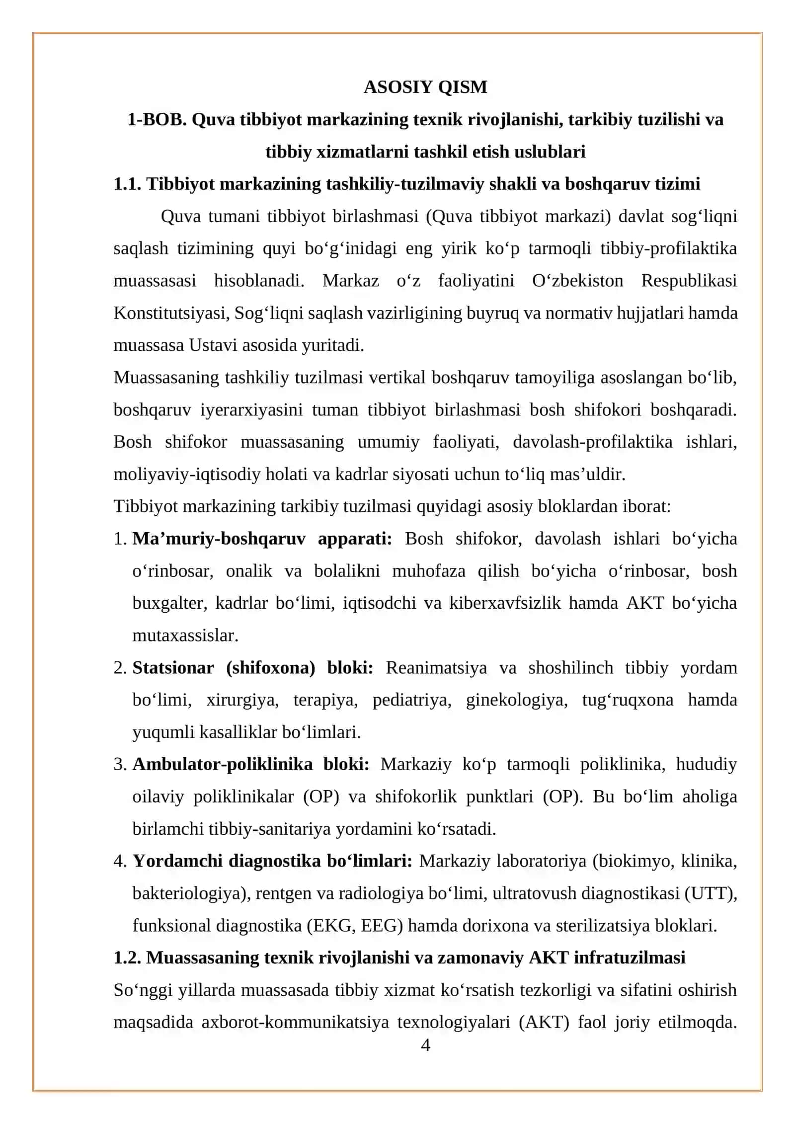 quva tibbiyot markazi Amaliyot hisoboti 4