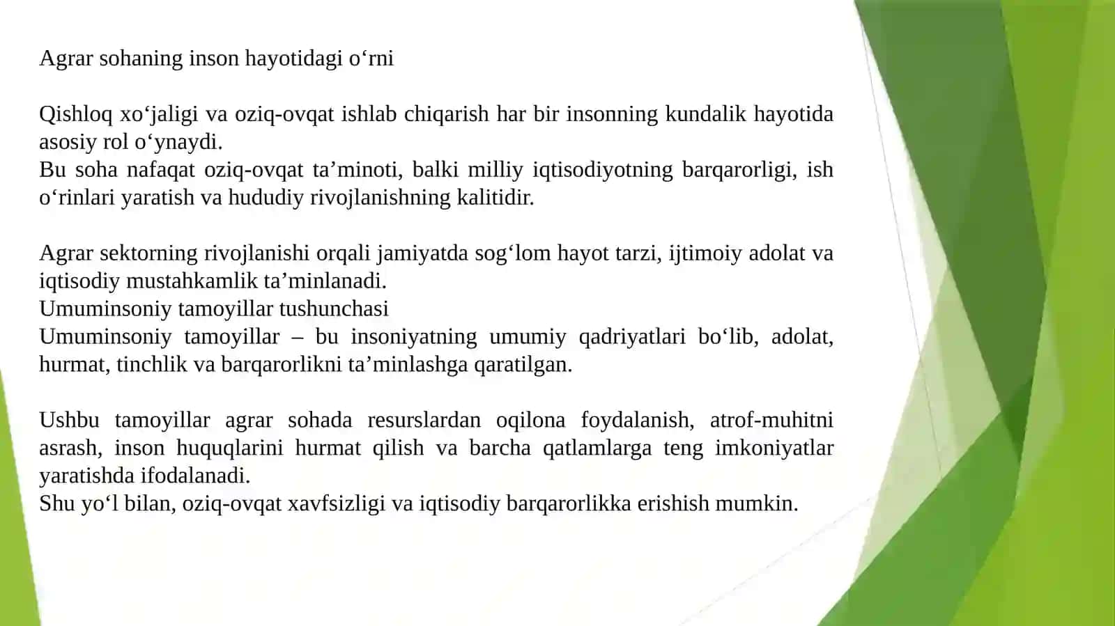 Agrarvaoziq-ovqat sohasida umuminsoniy tamoyillar va axloquistu vorligi 4