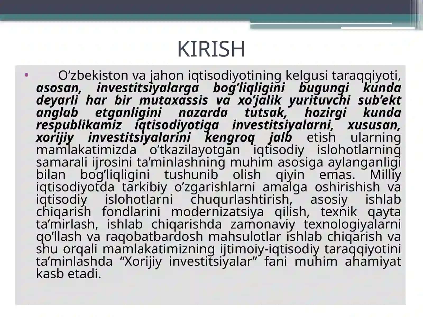 XORIJIY INVESTITSIYALAR 4