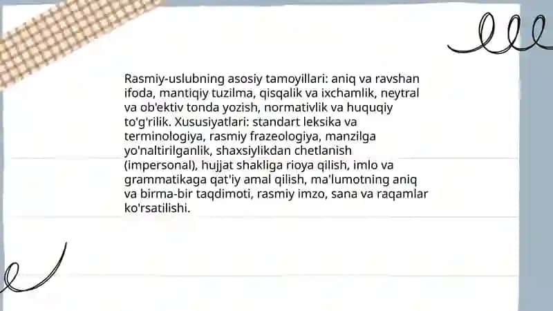 Ish yuritish tili va uslubi. Hujjat turlari va xususiyatlari 4