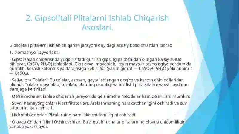 Gipsolitali Plitalarni Ishlab Chiqarish Asoslari 4