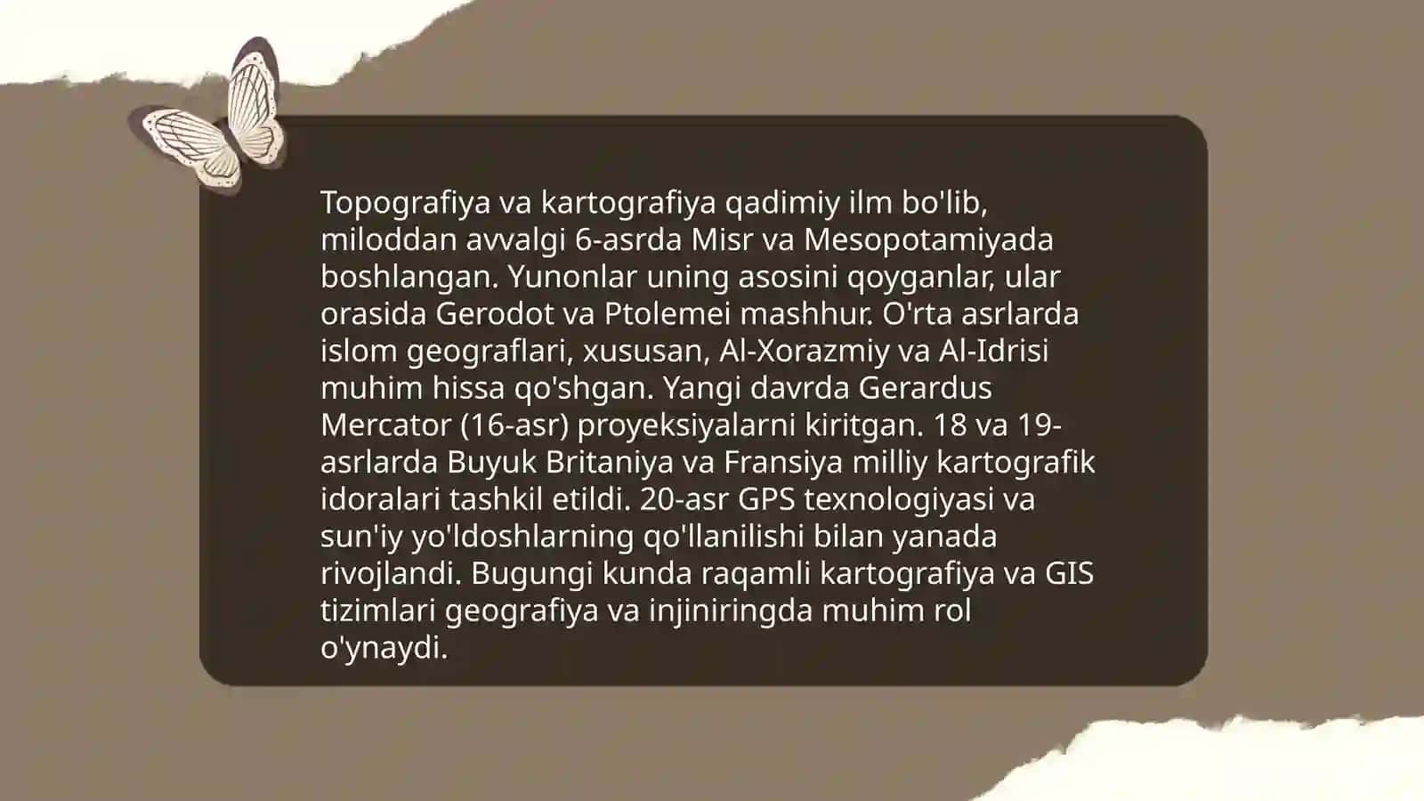Topogirafiya va kartogirafiya fanning maqsadi va vazifalari 4