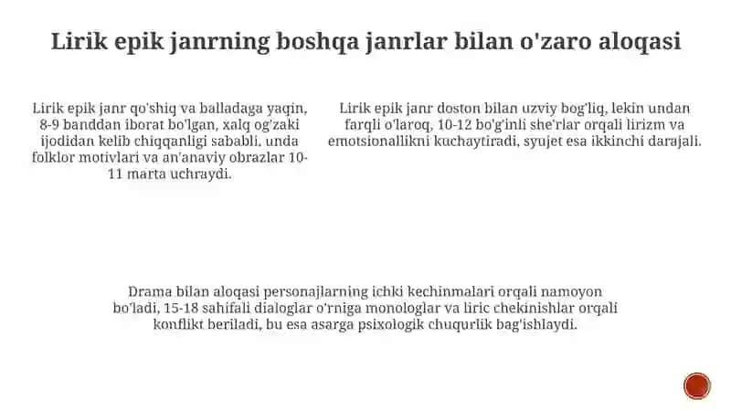 Lirik epik janrning tarixiy rivojlanishi 4