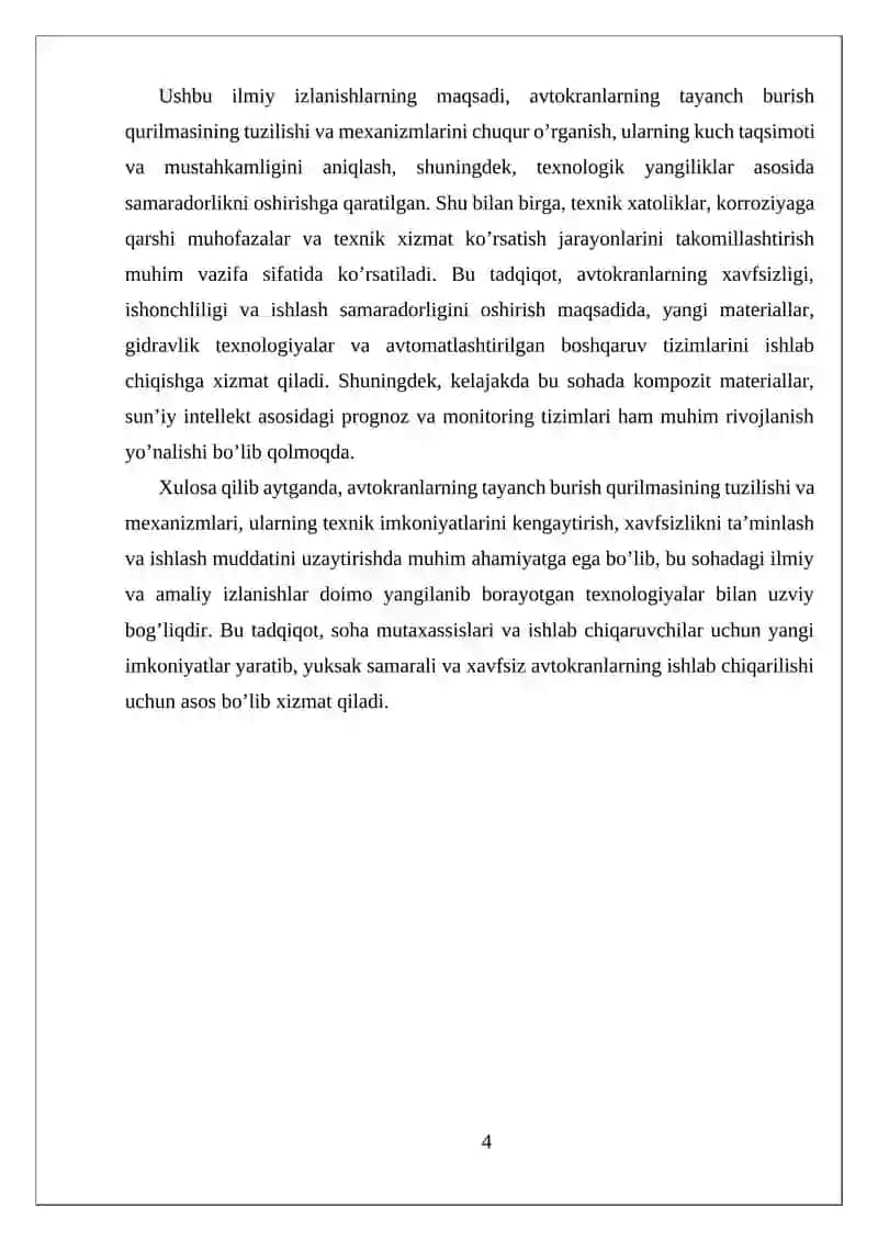 AVTOKRANLARNI TAYANCH BURISH QURILMASINING TUZILISHI YURUTMALARI 4